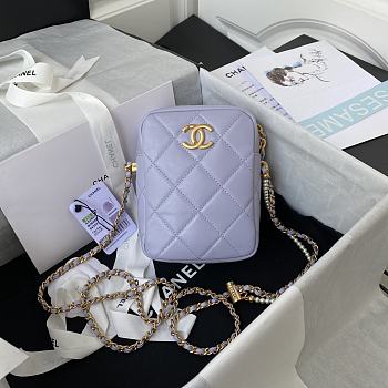 Chanel Shoulder Bag In Light Purple Lambskin Leather AS2857 