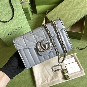 Gucci GG Marmont Matelassé In Grey With Silver Chain 474575 20cm