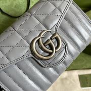 Gucci GG Marmont Matelassé In Grey With Silver Chain 474575 20cm - 6
