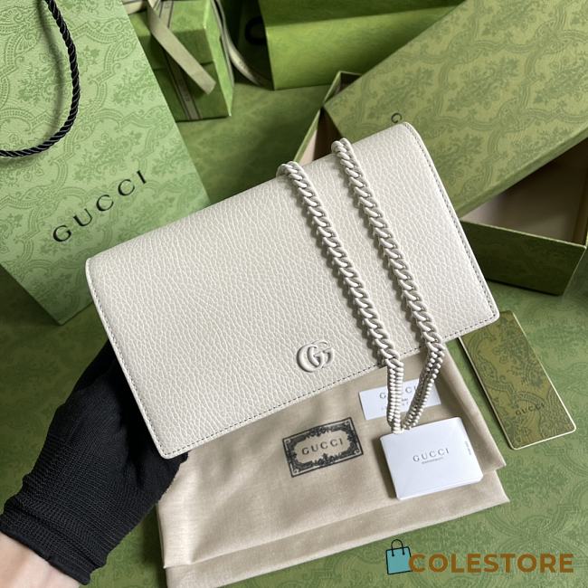 Gucci GG Marmont Leather Mini Chain In White 497985  - 1