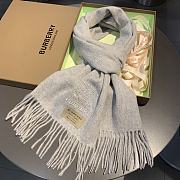 Burberry Scarves Embroidered-Logo Scarf In Grey  - 5