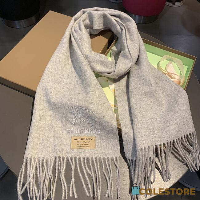 Burberry Scarves Embroidered-Logo Scarf In Grey  - 1