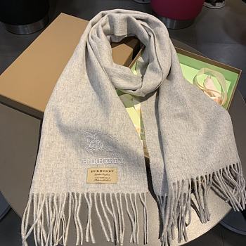 Burberry Scarves Embroidered-Logo Scarf In Grey 