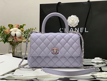 Chanel Coco Mini Handle Bag In Purple Size 23cm