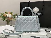 Chanel Coco Mini Handle Bag In Blue With Purple Hardware - 4