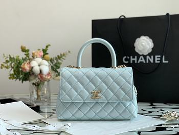 Chanel Coco Mini Handle Bag In Light Blue With Gold Hardware 