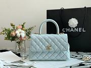 Chanel Coco Mini Handle Bag In Light Blue With Gold Hardware  - 4