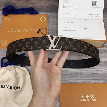 Louis Vuitton Monogram Belt 2 Sides Silver Hardware