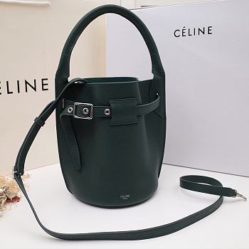 Celine Women Big Bag Nano Bucket in Khaki Smooth Calfskin Size 21x15x15cm