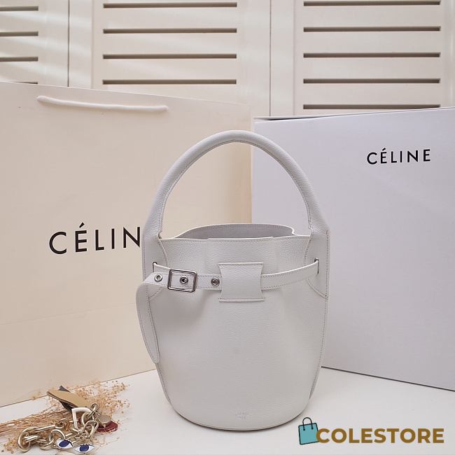 Celine Women Big Bag Nano Bucket in White Smooth Calfskin Size 21x15x15cm - 1