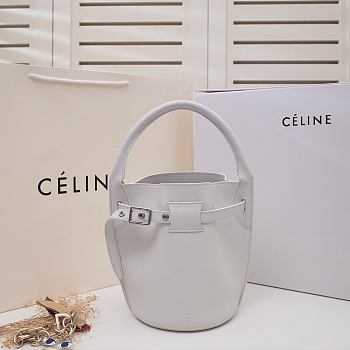 Celine Women Big Bag Nano Bucket in White Smooth Calfskin Size 21x15x15cm