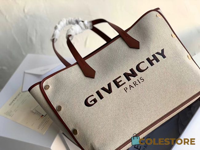 Givenchy Bond Leather-Trimmed Studded Canvas Tote Size 43x29x16cm - 1