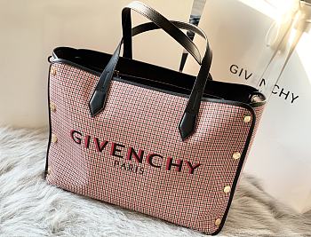 Givenchy Bond Pink Shopper Houndstooth Canvas Medium Tote