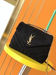 YSL Lou Lou Medium Black Velvet Bag 630951 Size 25x17x9cm - 1