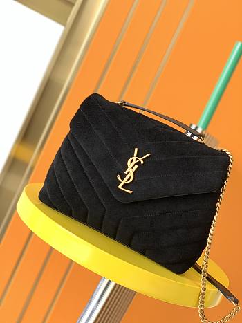 YSL Lou Lou Medium Black Velvet Bag 630951 Size 25x17x9cm