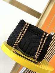 YSL Lou Lou Medium Black Velvet Bag 630951 Size 25x17x9cm - 5