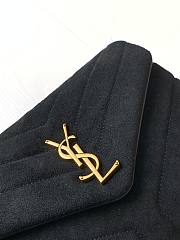 YSL Lou Lou Medium Black Velvet Bag 630951 Size 25x17x9cm - 2