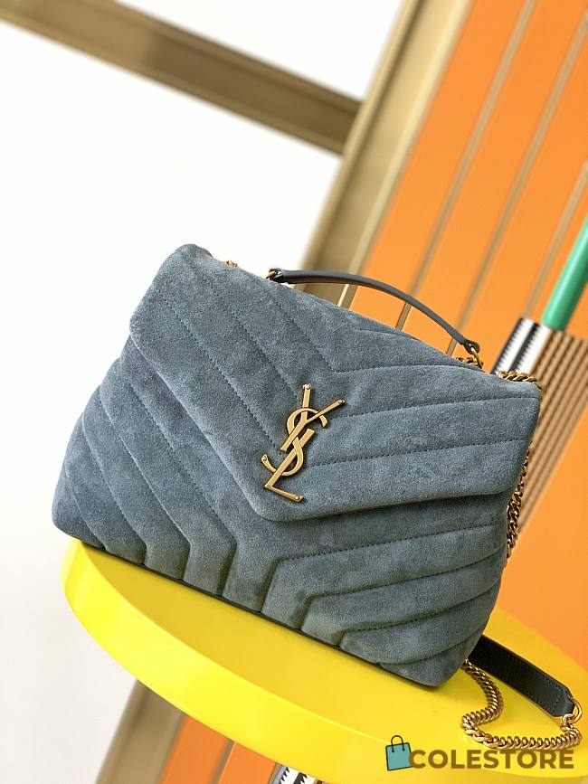 YSL Lou Lou Medium Blue Denim Bag 630951 Size 25cm - 1