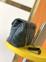 YSL Lou Lou Medium Blue Denim Bag 630951 Size 25cm - 6