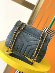 YSL Lou Lou Medium Blue Denim Bag 630951 Size 25cm - 3