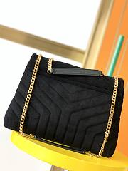 YSL Lou Lou Medium Black Velvet Bag 630951 Size 31cm - 4