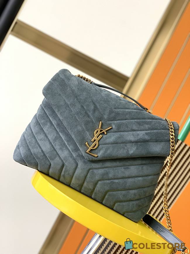 YSL Lou Lou Medium Blue Denim Bag 630951 Size 31cm - 1