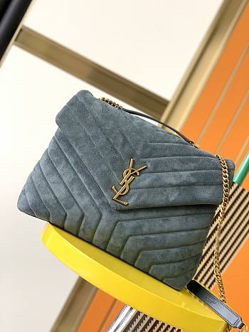 YSL Lou Lou Medium Blue Denim Bag 630951 Size 31cm