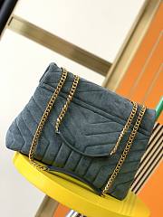 YSL Lou Lou Medium Blue Denim Bag 630951 Size 31cm - 2