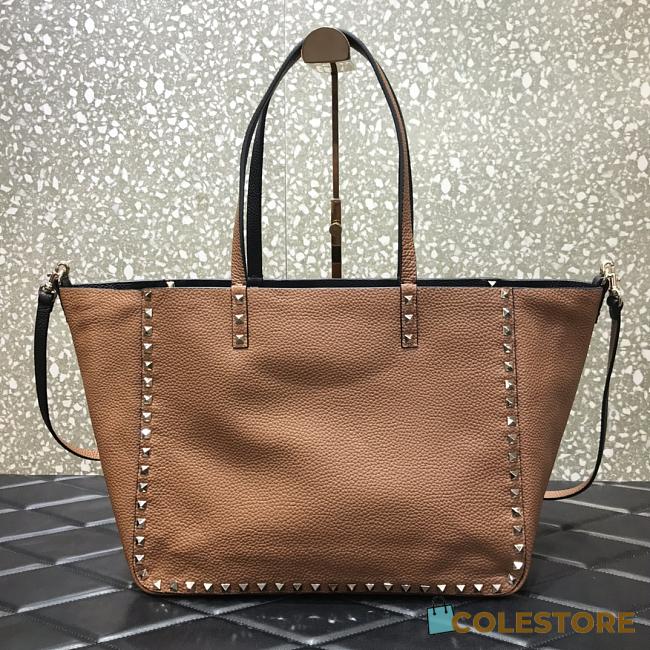 Valentino Garavani Rockstud Tote Bag In Brown - 1