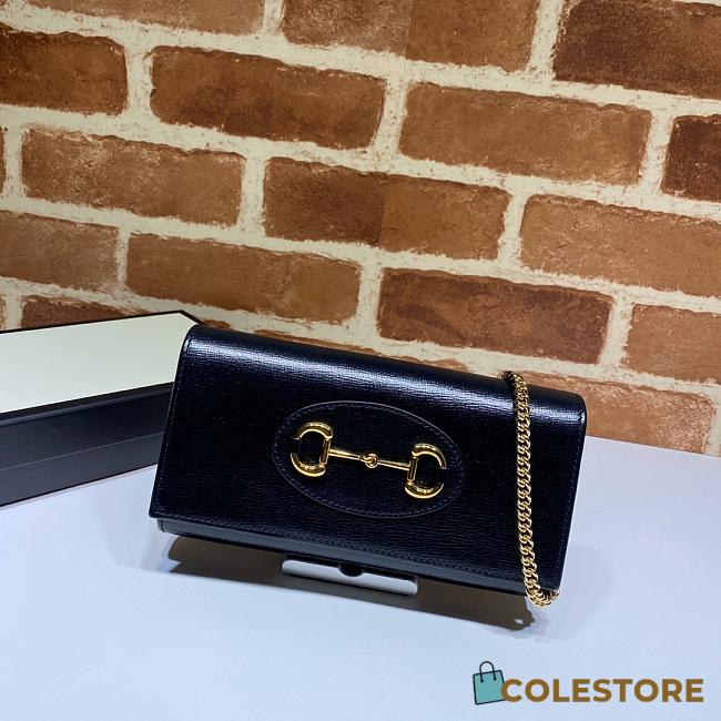 Gucci Horsebit 1955 Chain Stap Wallet In Black 62189 - 1