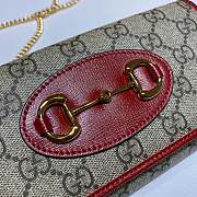 Gucci Horsebit 1955 Chain Stap Wallet In Red Canvas Leather 62189 - 3