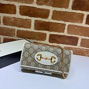 Gucci Horsebit 1955 Chain Stap Wallet In White Canvas Leather 62189 - 1