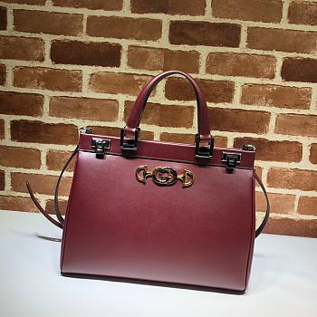 Gucci Zumi Small Top Handle Bag Zumi In Bordeaux Forest 56971 