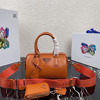 Prada Saffiano Leather Top Handle Bag In Orange 1BB846