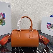 Prada Saffiano Leather Top Handle Bag In Orange 1BB846 - 5
