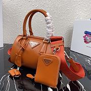 Prada Saffiano Leather Top Handle Bag In Orange 1BB846 - 6