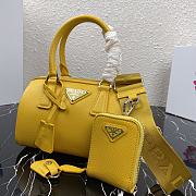 Prada Saffiano Leather Top Handle Bag In Yellow 1BB846  - 3