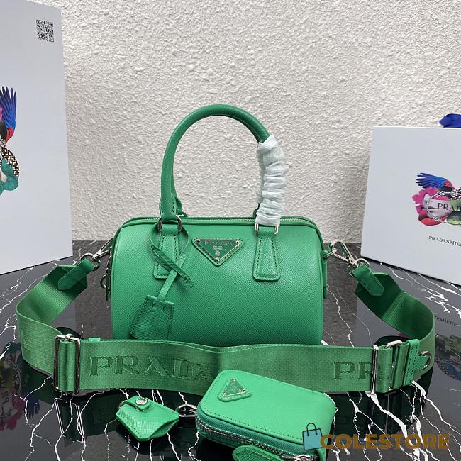 Prada Saffiano Leather Top Handle Bag In Light Green 1BB846  - 1