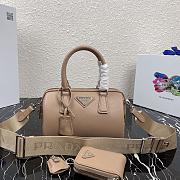 Prada Saffiano Leather Top Handle Bag In Beige 1BB846  - 1