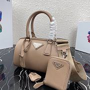 Prada Saffiano Leather Top Handle Bag In Beige 1BB846  - 3