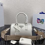 Prada Saffiano Leather Top Handle Bag In White 1BB846 - 1