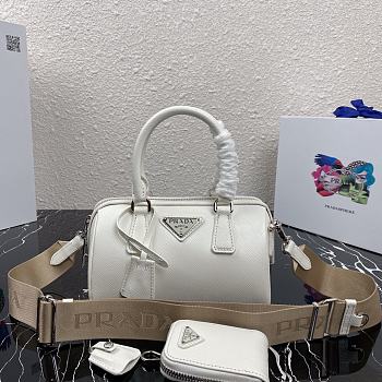 Prada Saffiano Leather Top Handle Bag In White 1BB846