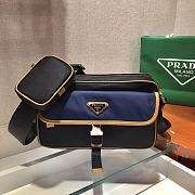 Prada Black Nylon Crossbody In Blue 2VH074 Size 25x15x8cm - 5