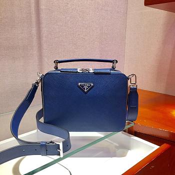 Prada Brique In Blue Saffiano Leather Bag 2VH069 