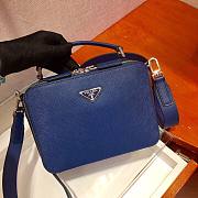 Prada Brique In Blue Saffiano Leather Bag 2VH069  - 2