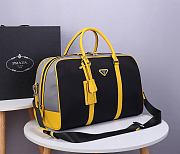Nylon and Saffiano Leather Duffle Bag In Yellow 2VC014 Size 45x27x23cm - 4
