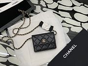 Chanel Flap Card Holder With Chain In Black  - 1