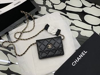 Chanel Flap Card Holder With Chain In Black 
