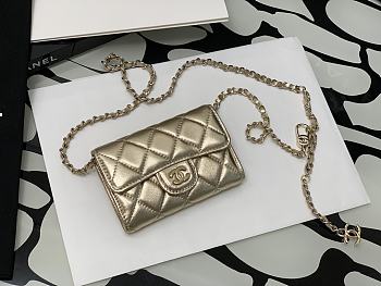 Chanel Classic Card Holder With Chain In Gold