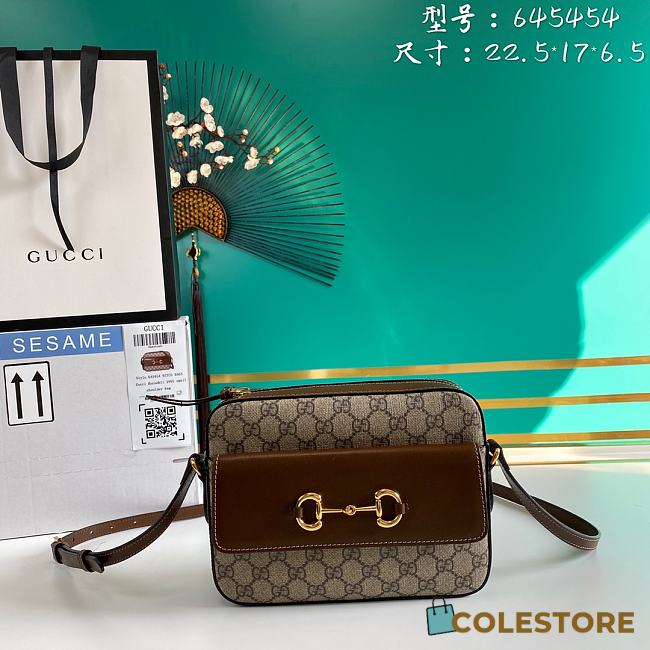 Gucci 1955 Shoulder Bag In Brown Canvas Leather 645454  - 1